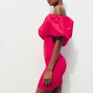 Zara Elegant Off-Shoulder Red ♥️ Dress